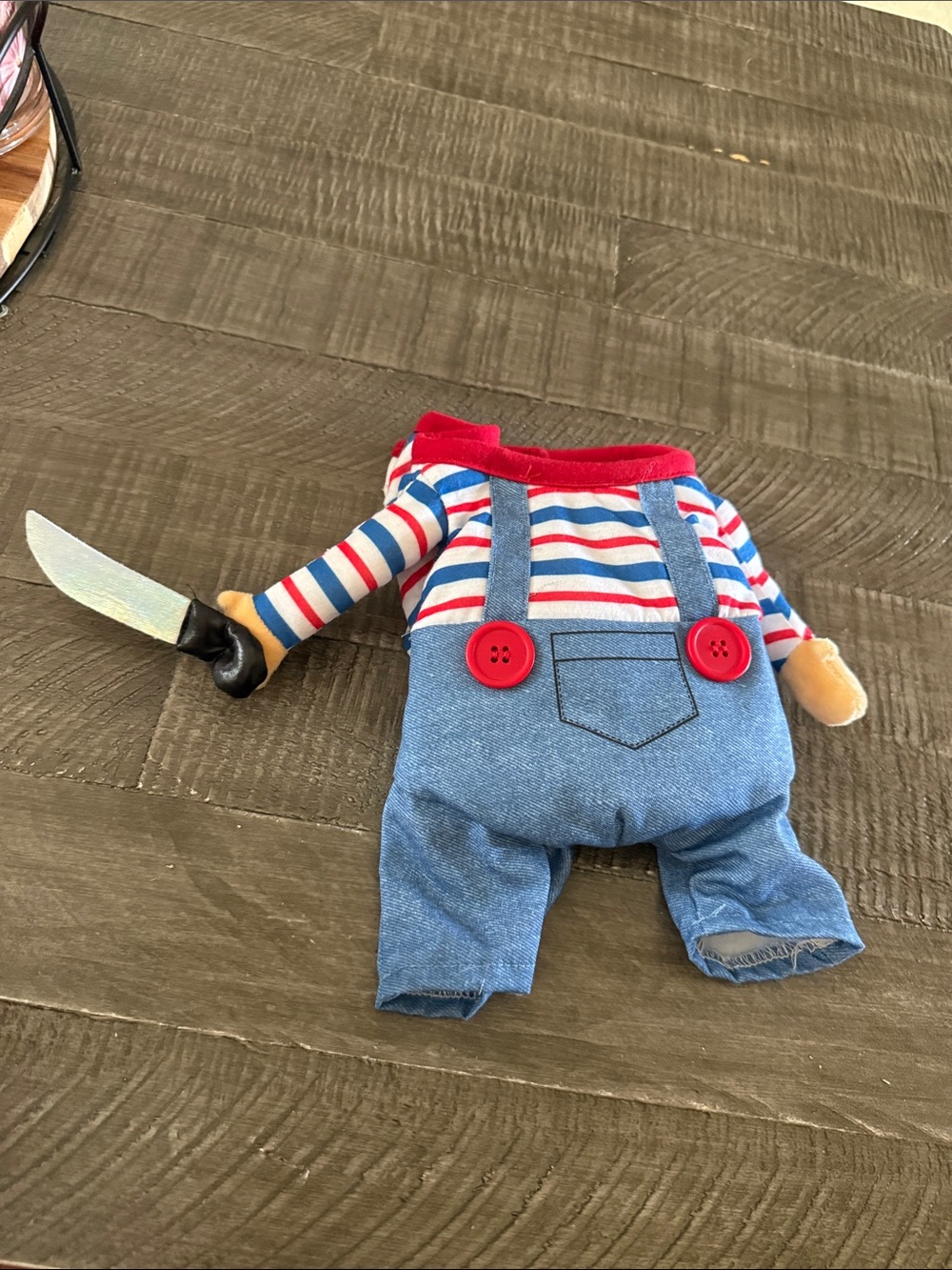 Chucky Striped Red & Blue Pet Costume Overalls for Dogs - Picture 4 of 5